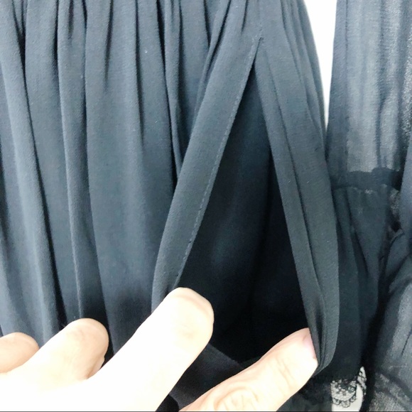 NWOT GENERATION LOVE Black Chiffon Ruffle Long Sleeve Mini Dress w/ Pockets - Picture 9 of 16